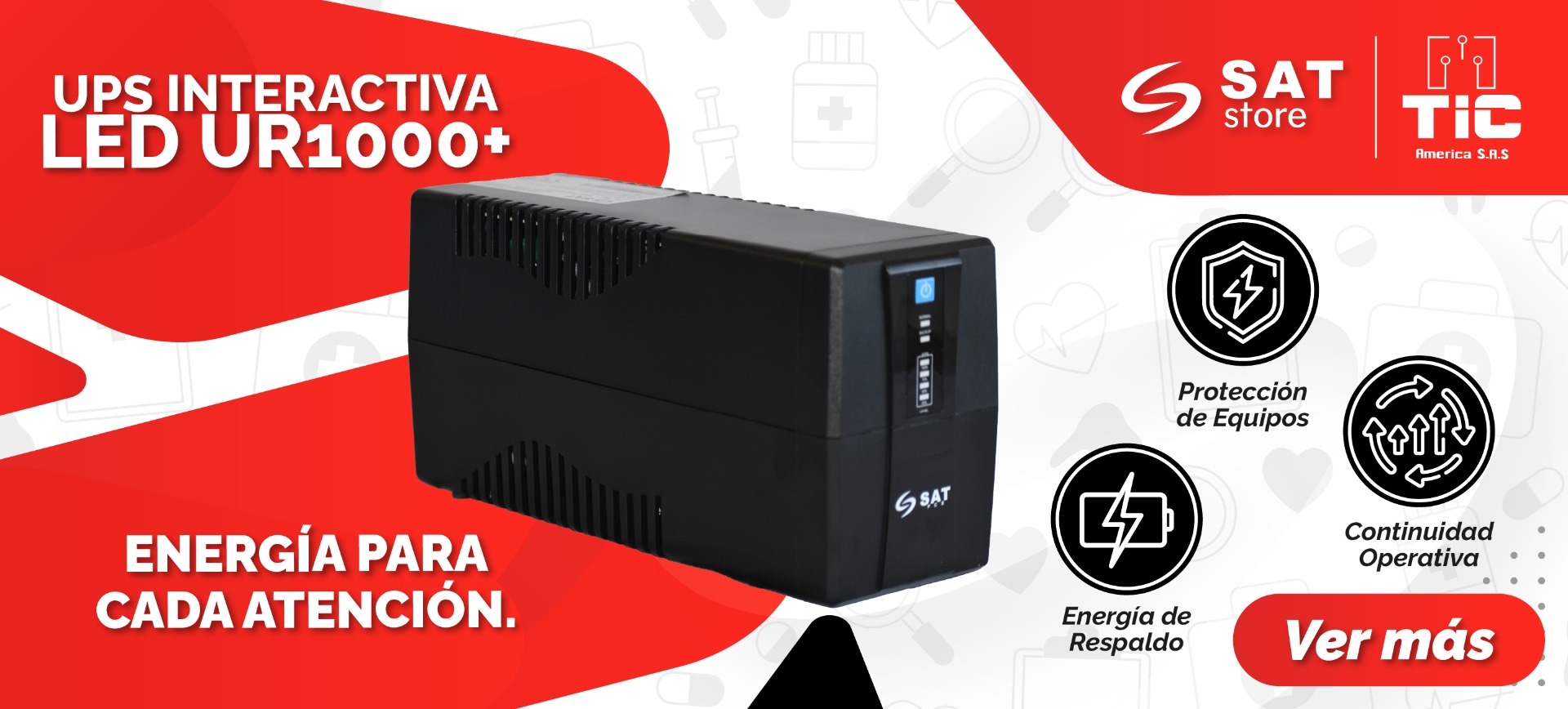 Ups Interactiva LED 1000va SAT UR1000+ 500W