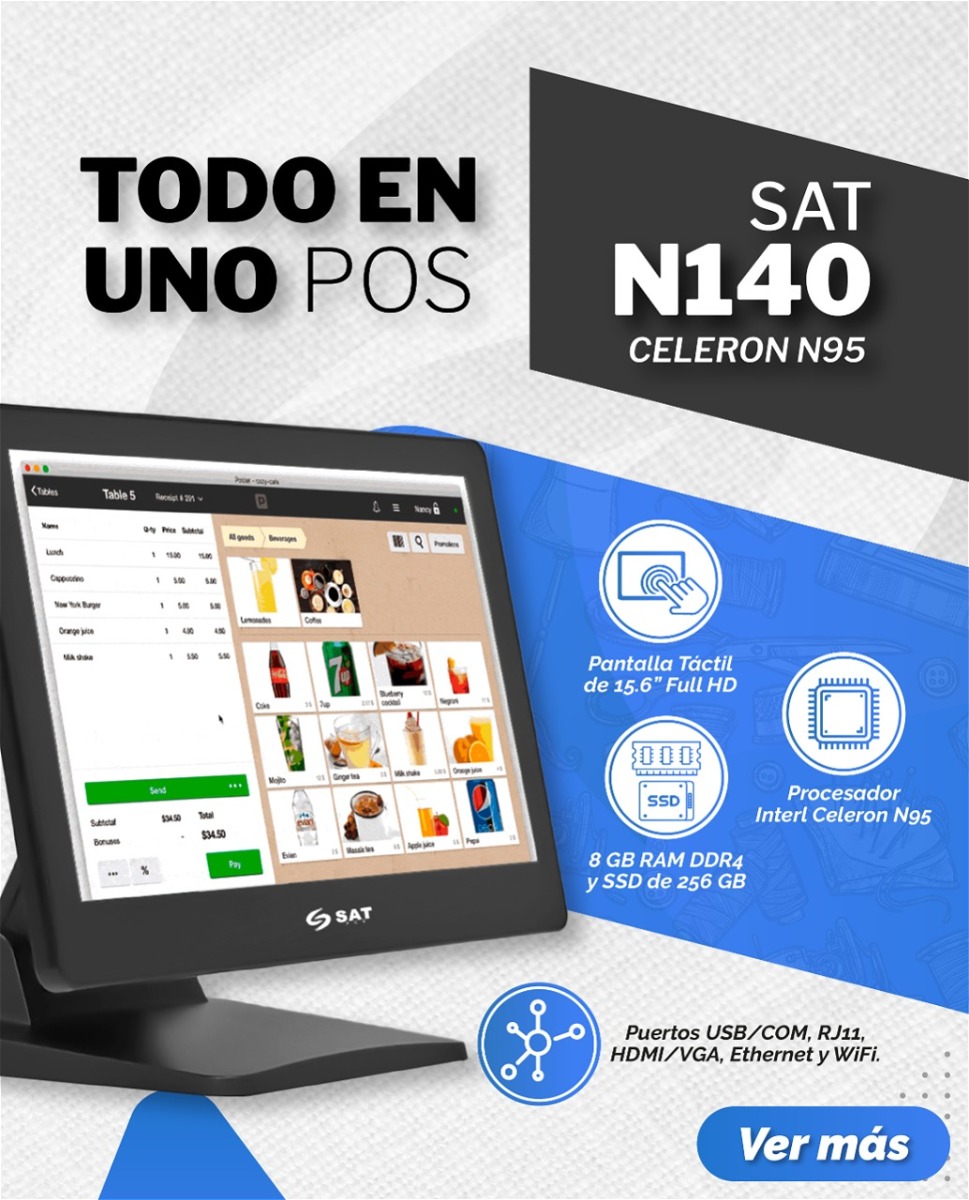Equipos todo en uno POS SAT N140 CELERON N95 